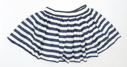 Marks and Spencer Womens Blue Striped Cotton Flare Skirt Size XS