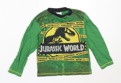 Preworn Boys Green Solid Cotton  Pyjama Top Size 5-6 Years   - Jurassic World
