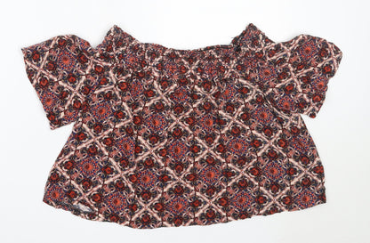 Womens UK Size 8 Topshop Red Basic Blouse