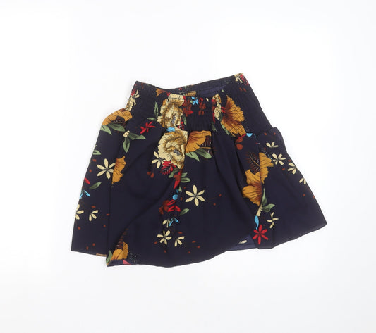 SheIn Womens Blue Floral Cotton Mini Skirt Size M