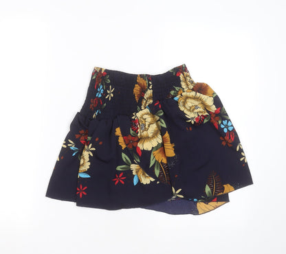 SheIn Womens Blue Floral Cotton Mini Skirt Size M