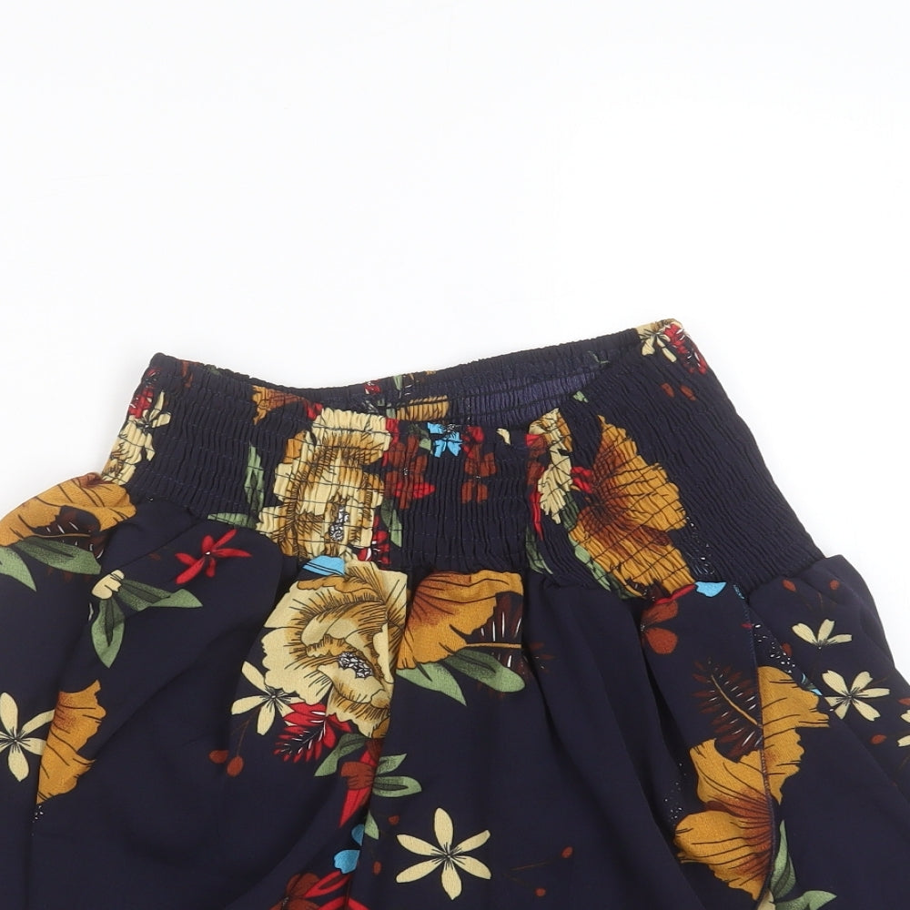 SheIn Womens Blue Floral Cotton Mini Skirt Size M