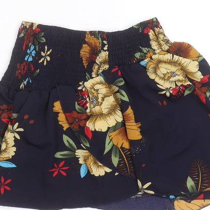 SheIn Womens Blue Floral Cotton Mini Skirt Size M