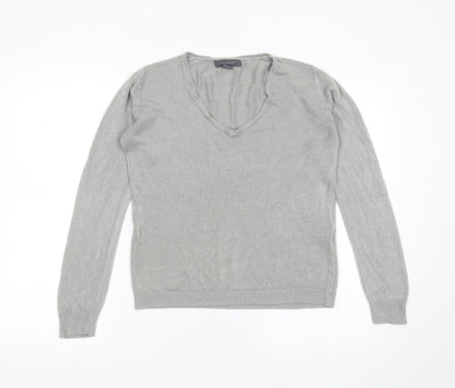 Primark Womens Grey V-Neck  Acrylic Pullover Jumper Size S