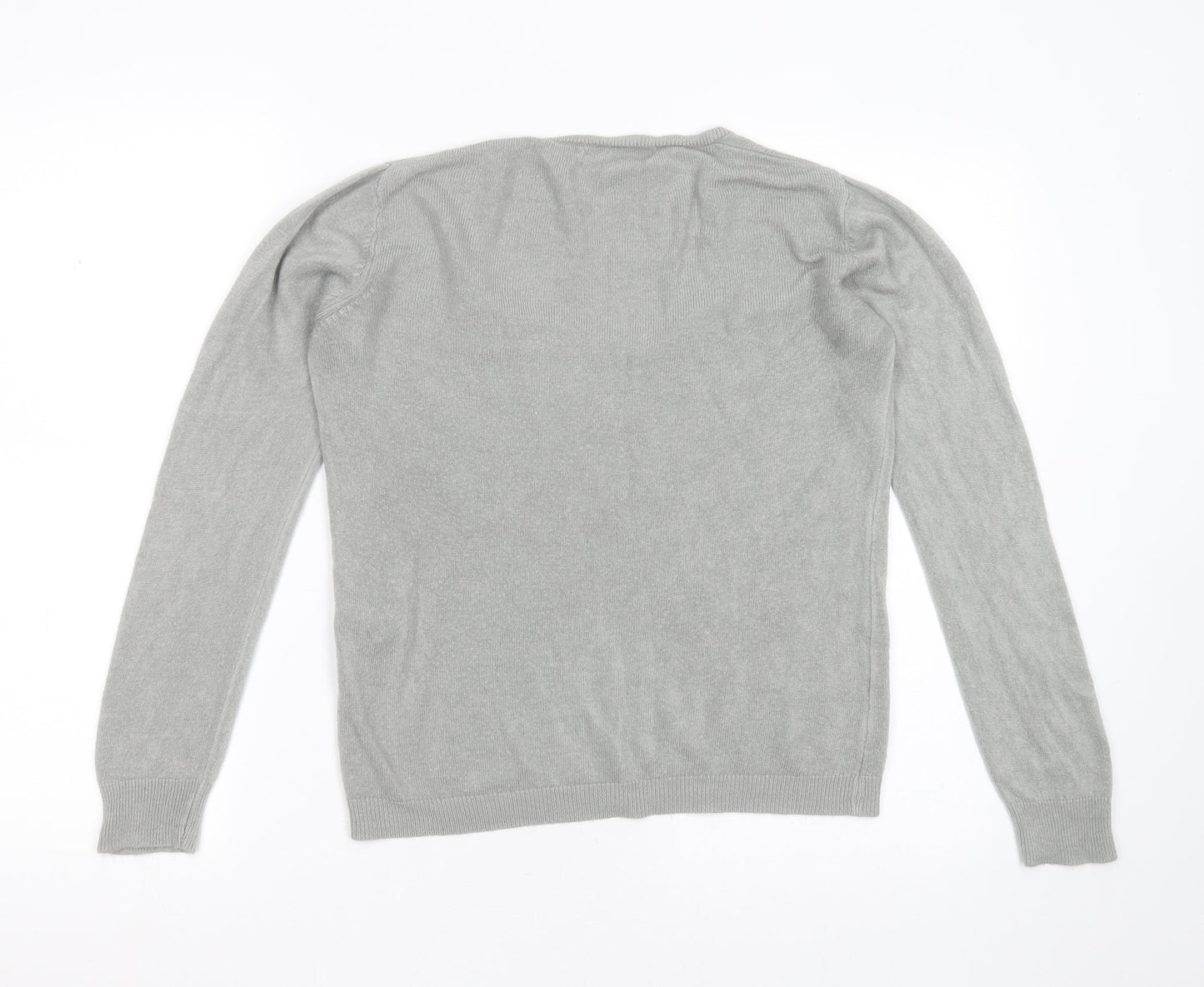 Primark Womens Grey V-Neck  Acrylic Pullover Jumper Size S