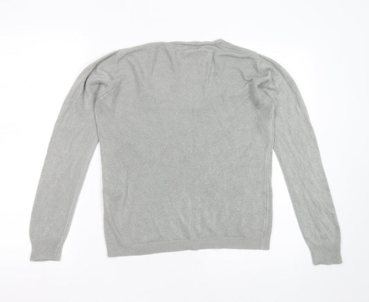Primark Womens Grey V-Neck  Acrylic Pullover Jumper Size S