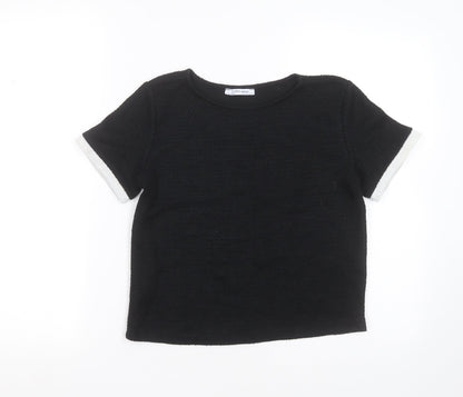 Womens UK Size S Zara Black Basic T-Shirt