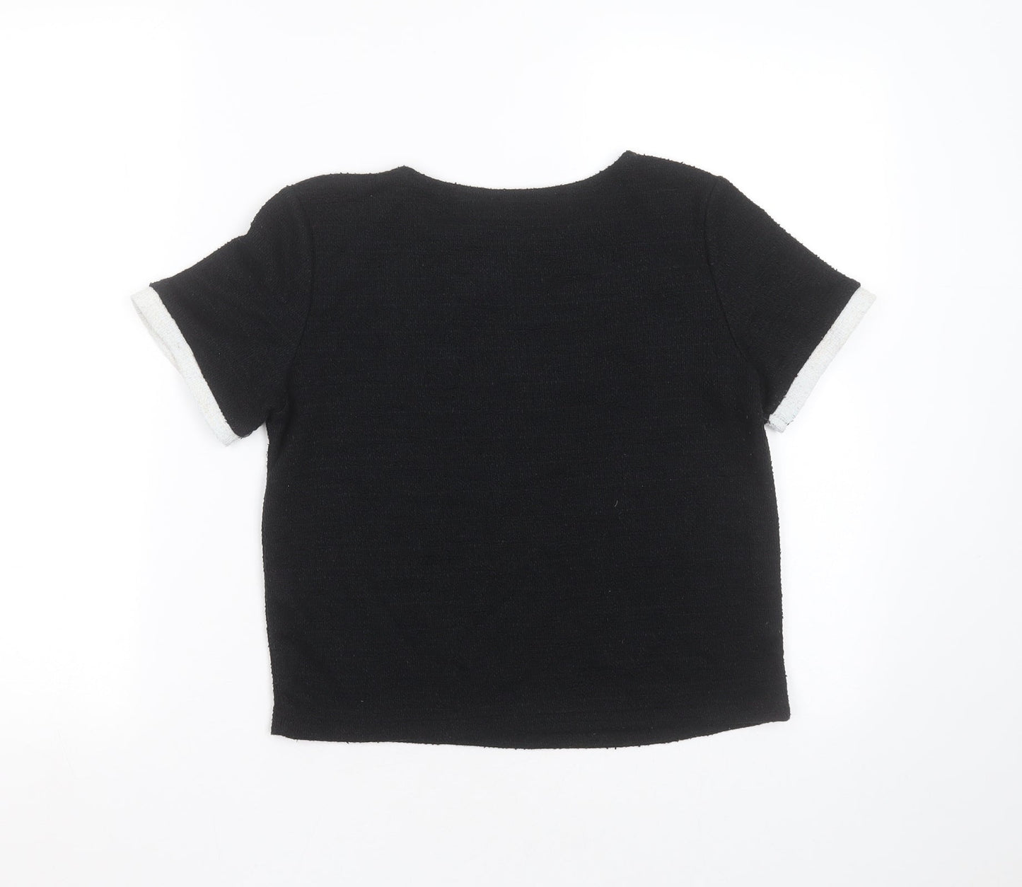 Womens UK Size S Zara Black Basic T-Shirt