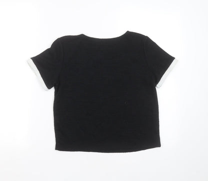 Womens UK Size S Zara Black Basic T-Shirt