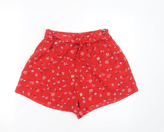 SheIn Womens Red Floral Polyester Hot Pants Shorts Size 26 in  Regular