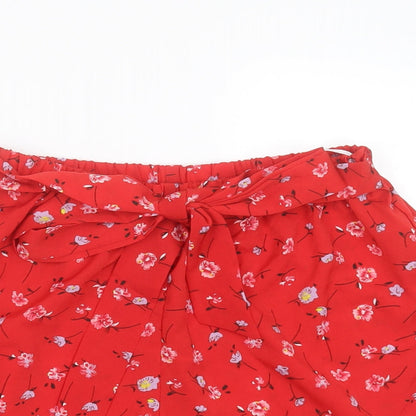 SheIn Womens Red Floral Polyester Hot Pants Shorts Size 26 in  Regular