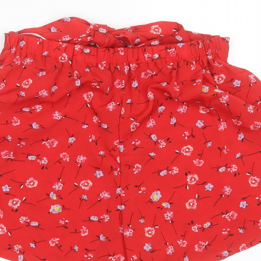 SheIn Womens Red Floral Polyester Hot Pants Shorts Size 26 in  Regular