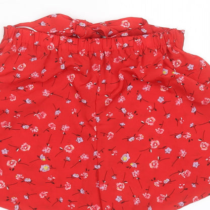SheIn Womens Red Floral Polyester Hot Pants Shorts Size 26 in  Regular