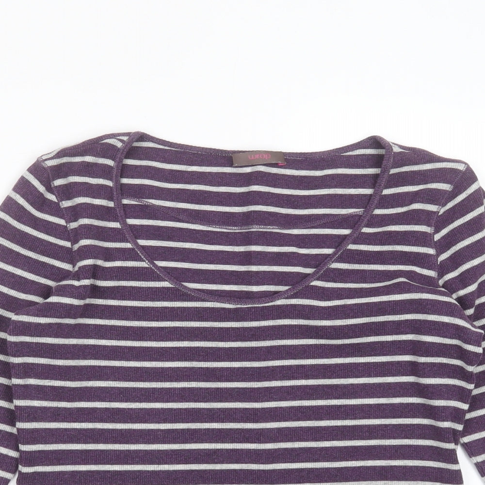 Womens UK Size 10 WRAP Purple Basic T-Shirt