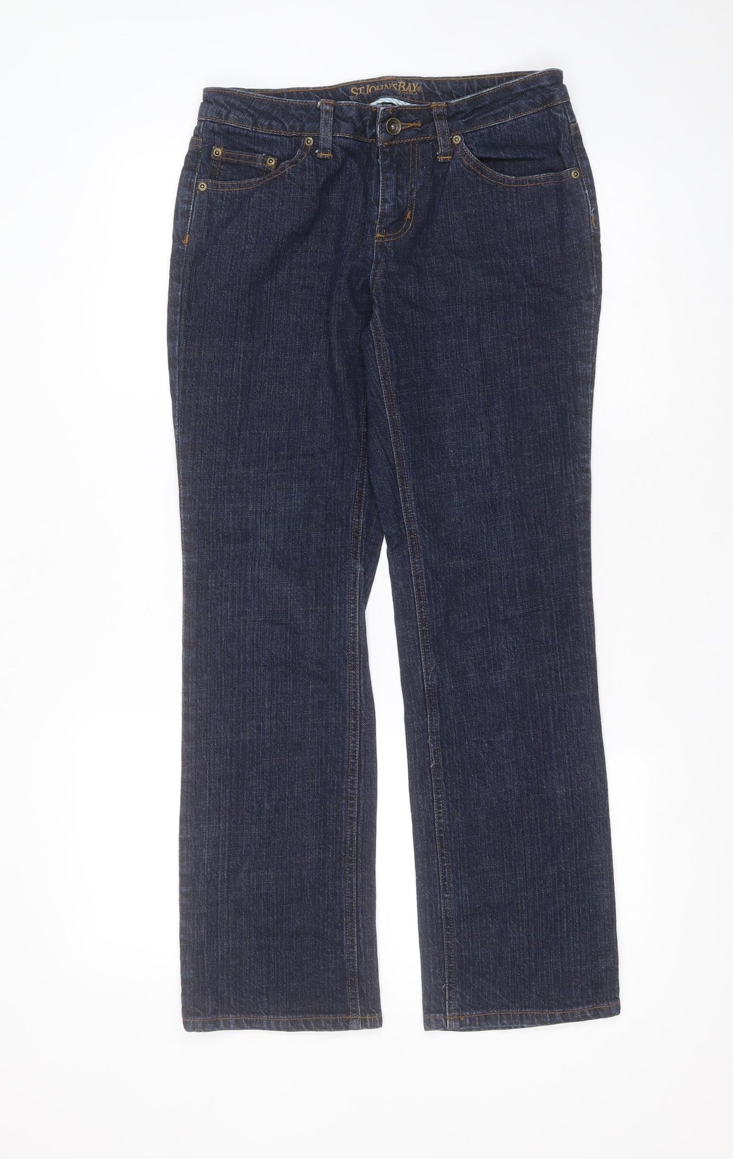 St Johns Bay Womens Blue  Cotton Straight Jeans Size 28 in L29 in Regular