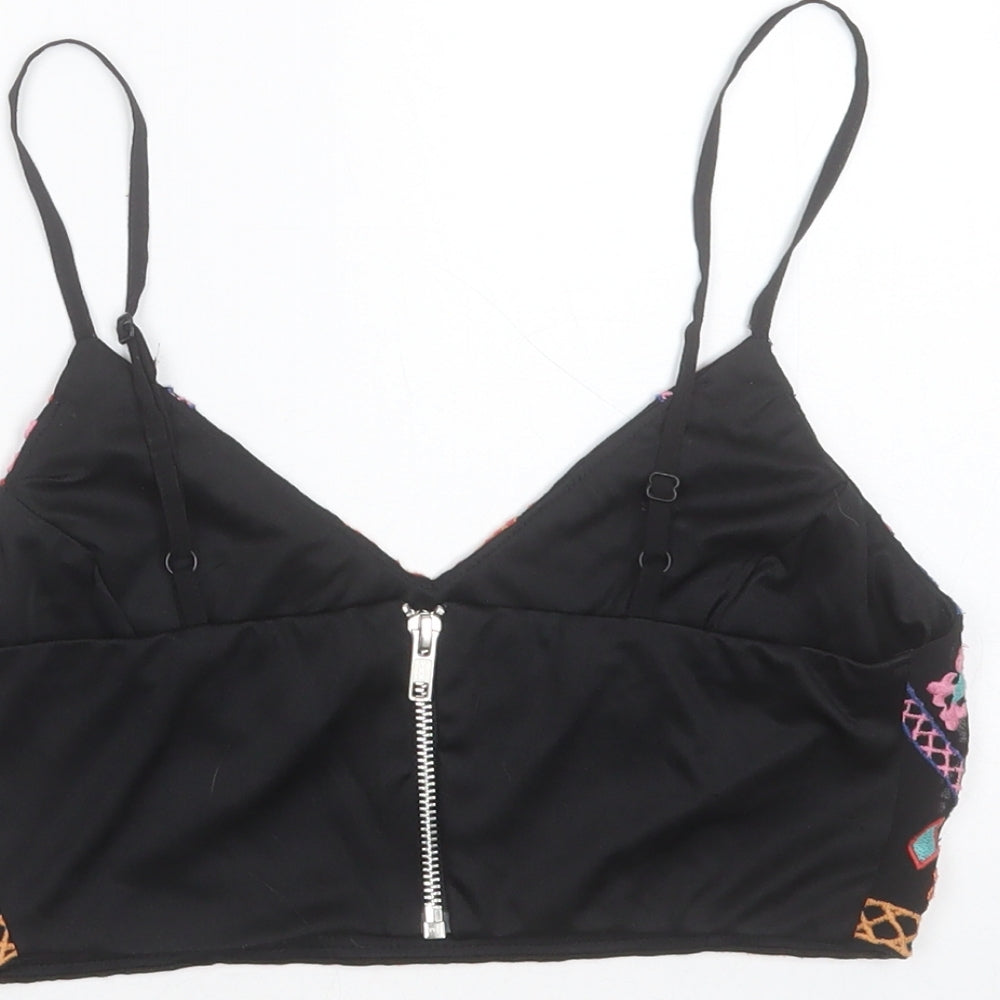 Womens UK Size 8 Missguided Black Cropped Blouse