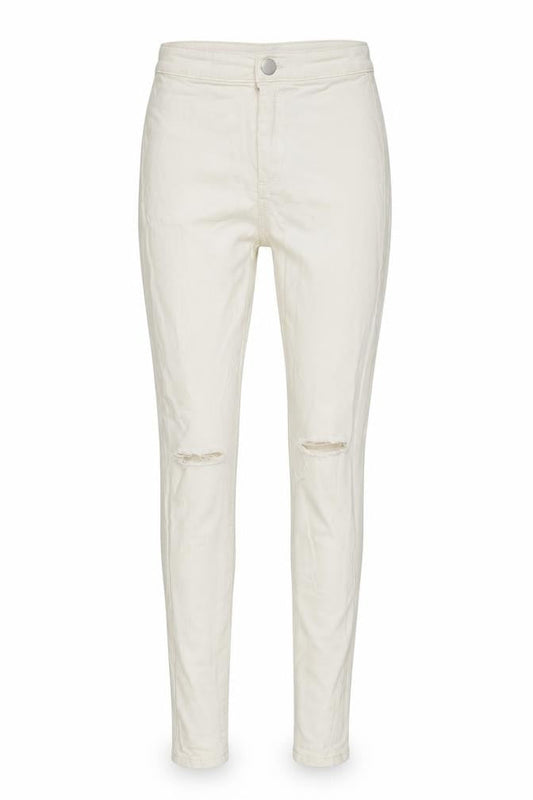Front view of Glamorous women’s white cotton skinny jeans, size XS, 30-inch leg extra-slim zip
