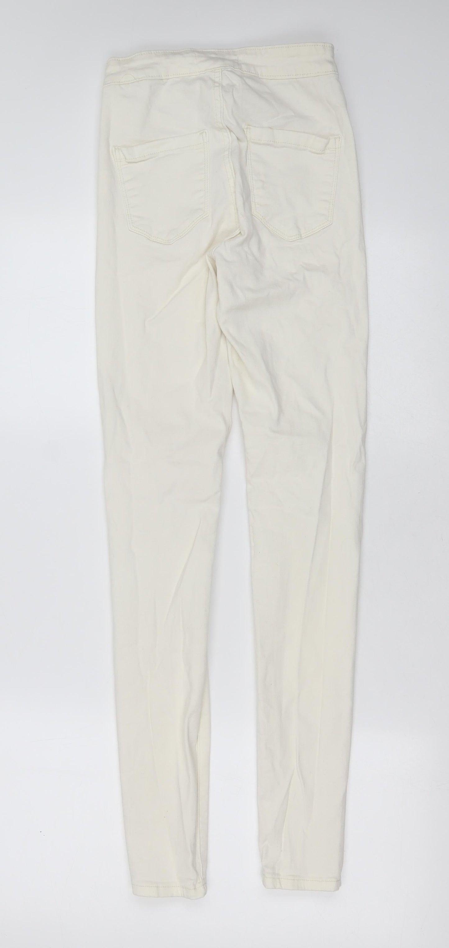 Glamorous Womens White  Cotton Skinny Jeans Size XS L30 in Extra-Slim Zip