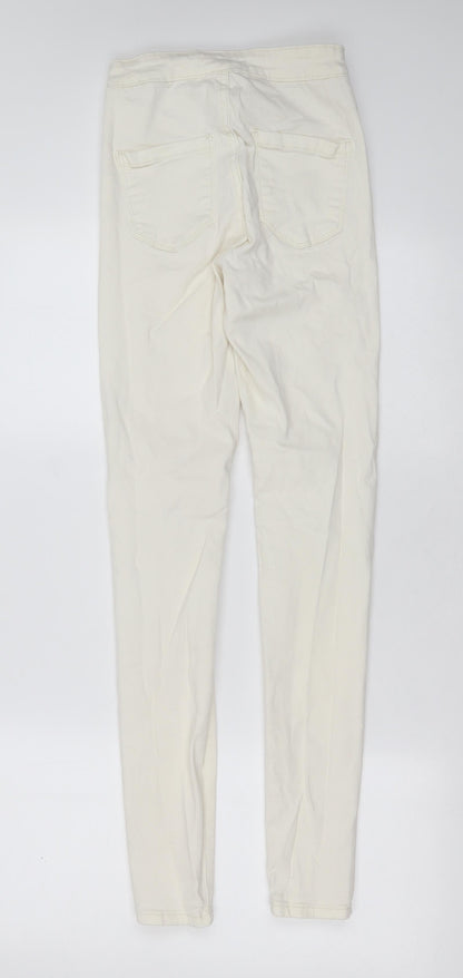 Glamorous Womens White  Cotton Skinny Jeans Size XS L30 in Extra-Slim Zip