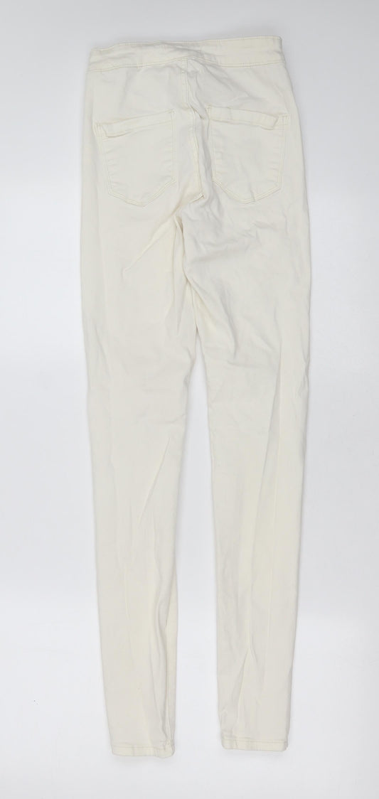 Glamorous Womens White  Cotton Skinny Jeans Size XS L30 in Extra-Slim Zip