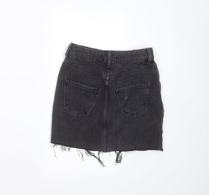 New Look Girls Grey  Cotton Mini Skirt Size 9 Years  Regular Zip - Distressed hem