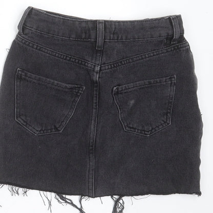 New Look Girls Grey  Cotton Mini Skirt Size 9 Years  Regular Zip - Distressed hem