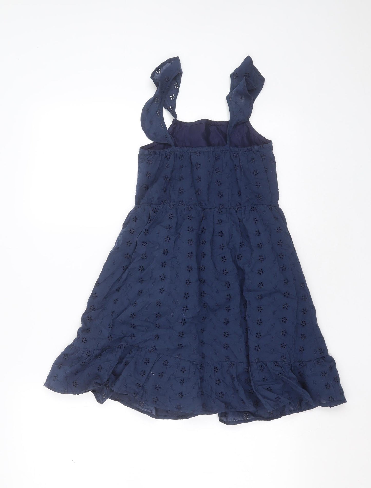 Enlightened Girls Blue Floral Cotton Fit & Flare  Size 7 Years  Square Neck