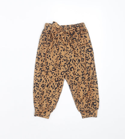 SheIn Girls Brown Animal Print Cotton  Trousers Size 12 Months