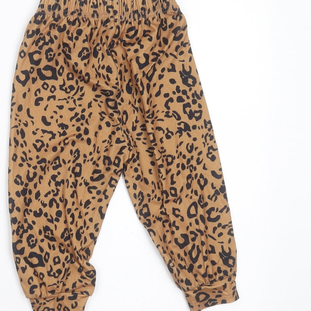 SheIn Girls Brown Animal Print Cotton  Trousers Size 12 Months