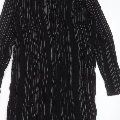 MNG Womens Black Striped Viscose Shift  Size L  Round Neck