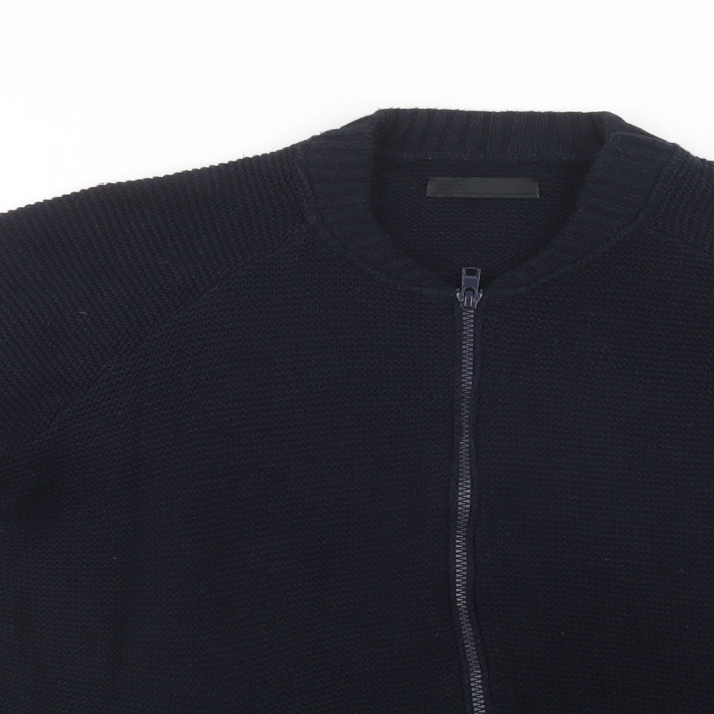 ASOS Mens Blue Collared  Cotton Full Zip Jumper Size L