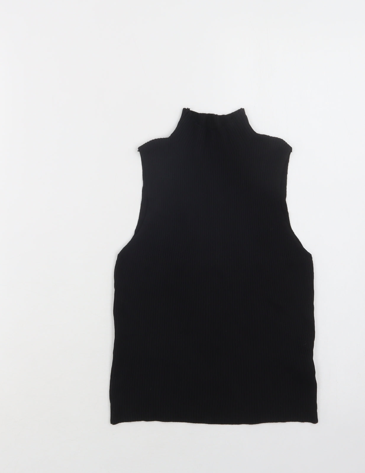 SheIn Womens Black  Viscose Basic Tank Size L Mock Neck