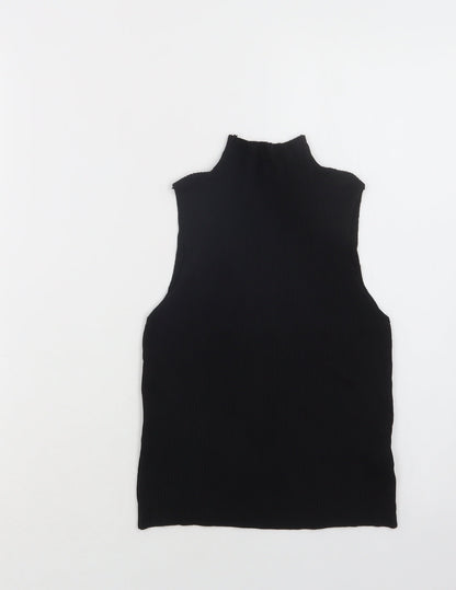 SheIn Womens Black  Viscose Basic Tank Size L Mock Neck