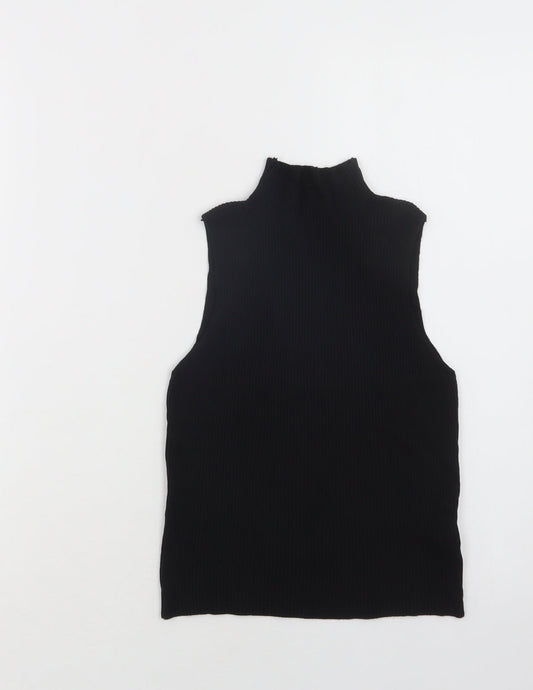 SheIn Womens Black  Viscose Basic Tank Size L Mock Neck