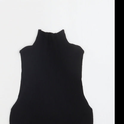 SheIn Womens Black  Viscose Basic Tank Size L Mock Neck