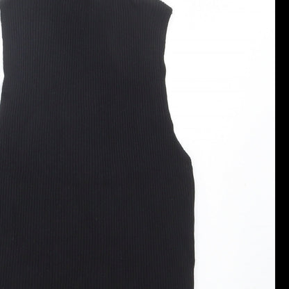 SheIn Womens Black  Viscose Basic Tank Size L Mock Neck