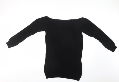 PRETTYLITTLETHING Womens Black  Acrylic Jumper Dress  Size S  Off the Shoulder