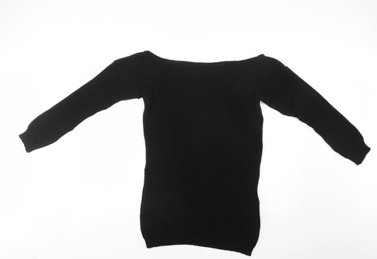 PRETTYLITTLETHING Womens Black  Acrylic Jumper Dress  Size S  Off the Shoulder