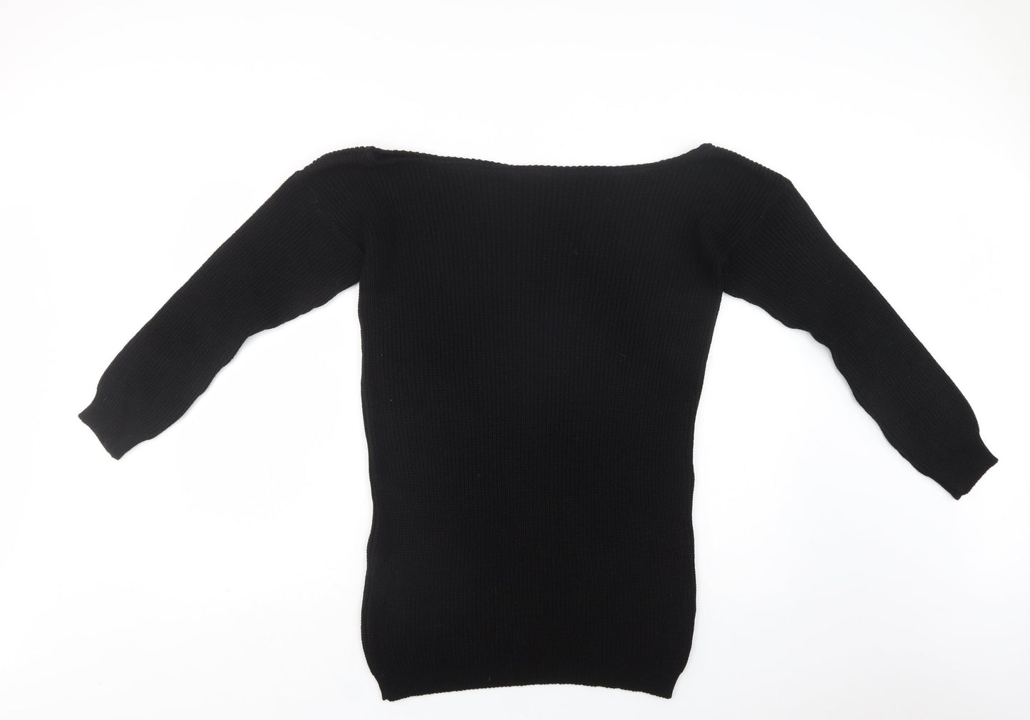 PRETTYLITTLETHING Womens Black  Acrylic Jumper Dress  Size S  Off the Shoulder