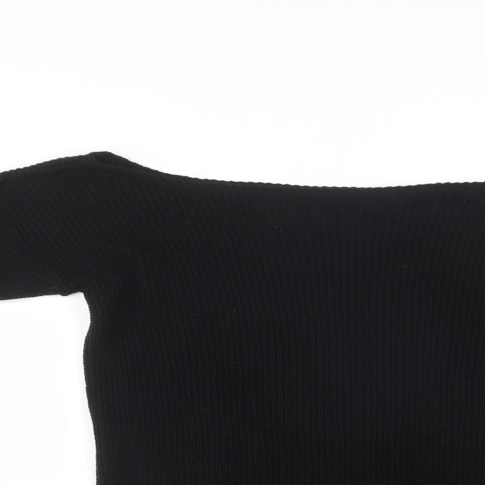 PRETTYLITTLETHING Womens Black  Acrylic Jumper Dress  Size S  Off the Shoulder