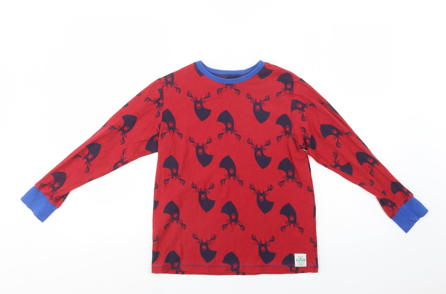 NEXT Boys Red Geometric Cotton  Pyjama Top Size 10 Years   - Stag Print
