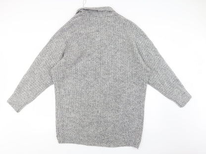 William Rast Womens Grey V-Neck  Polyester Cardigan Jumper Size L
