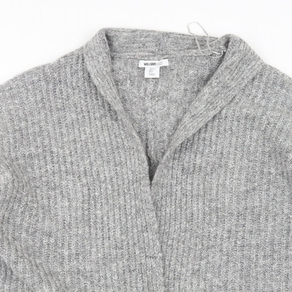 William Rast Womens Grey V-Neck  Polyester Cardigan Jumper Size L
