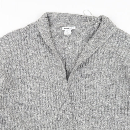 William Rast Womens Grey V-Neck  Polyester Cardigan Jumper Size L