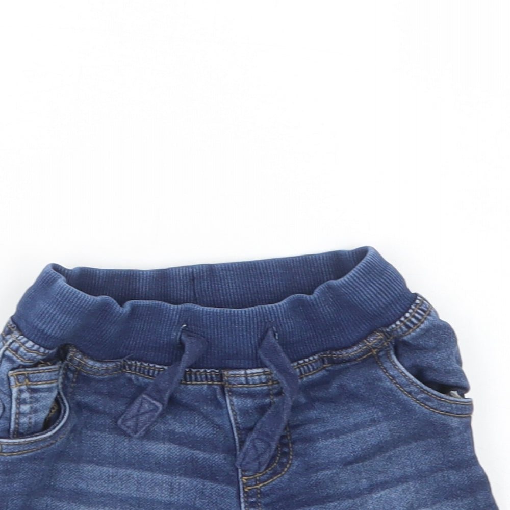 Matalan Baby Blue  Cotton Cropped Jeans Size 12-18 Months  Drawstring