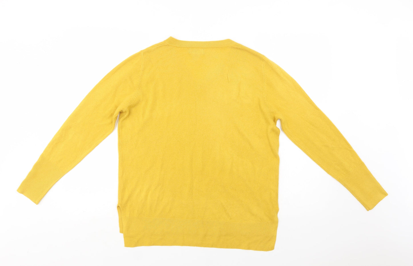 Primark Womens Yellow V-Neck  Acrylic Pullover Jumper Size S