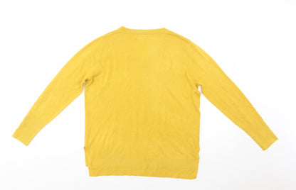 Primark Womens Yellow V-Neck  Acrylic Pullover Jumper Size S