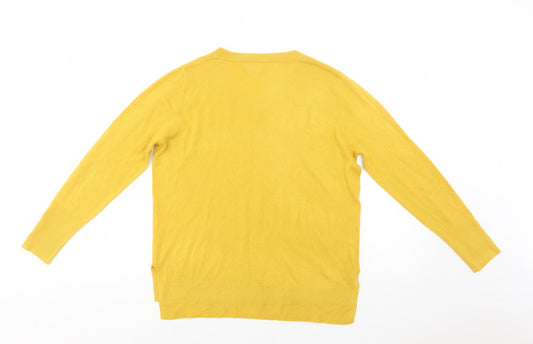 Primark Womens Yellow V-Neck  Acrylic Pullover Jumper Size S