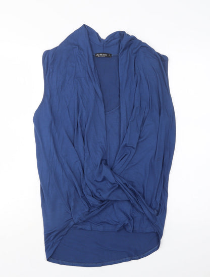 Cha Cha Vente Womens Blue  Viscose Basic Blouse Size L Scoop Neck