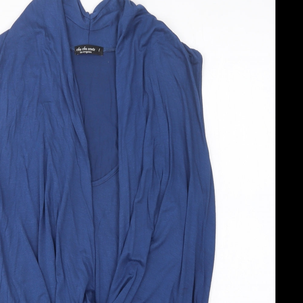 Cha Cha Vente Womens Blue  Viscose Basic Blouse Size L Scoop Neck